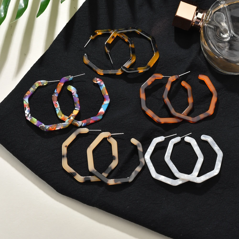 Простые Модные Акриловые серьги ручной работы разноцветные геометрические