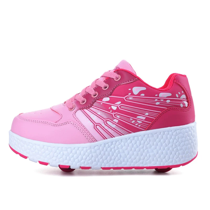 EUR 32-43 Pink Children Junior Roller Skate Shoes Kids Sneakers With Two 2020 Boys Girls Wheels Adult Casual boys | Детская одежда и