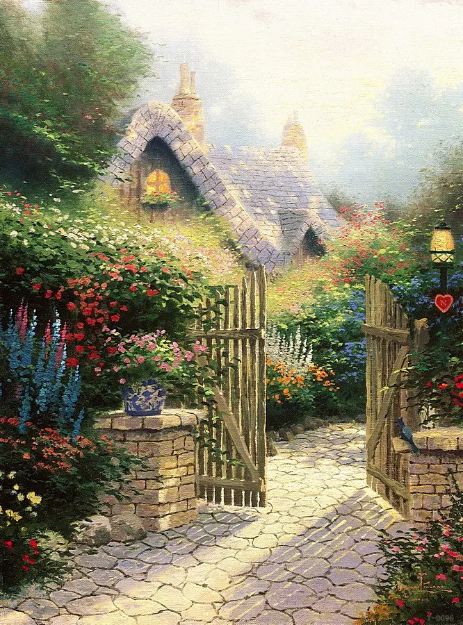 Thomas Kinkade Настенная картина с изображением утренней светильник Лой Лейн Картина