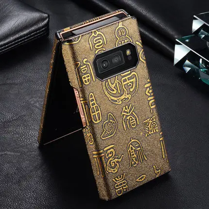 Китайский золотой чехол из натуральной кожи fu good fortune для Samsung W2019 W2018 W2017 первый