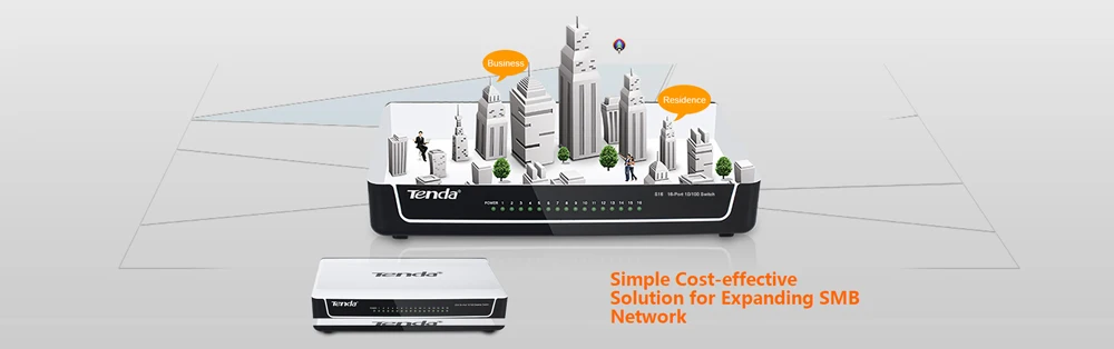 Tenda S16 16-Порты и разъёмы Настольный Ethernet-коммутатор, 10/100 Мбит/с автосогласования RJ45 Порты, auto MDI/MDIX
