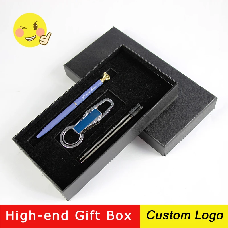 

Custom LOGO Diamond Head Metal Ballpoint Pens Students Creative Stationery Signature Ballpoint Pen With Gift Box Engraving Names