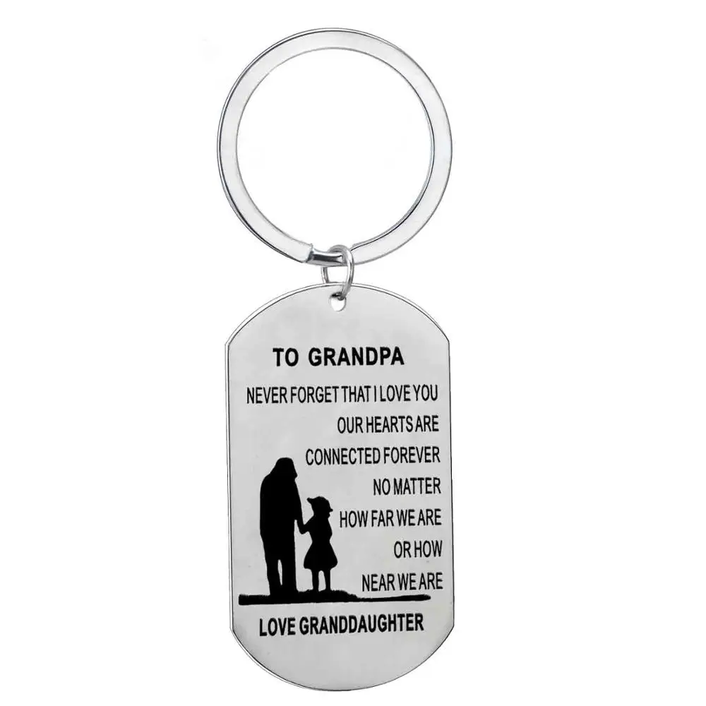 To Grandpa 2 Семейная любовь папа мама сын брелок для дочери из нержавеющей стали брелок для мамы, папы, жены, жены, пары Цепочки Кольца Для Ключей подарки - Цвет: To Grandpa 2