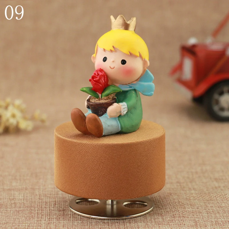 Maple wood cloth Маленький принц Заводной вращающийся круглый базовый музыкальный ящик деревянная музыкальная шкатулка изделия из дерева ретро подарок украшение дома аксессуары - Цвет: Maple wood cloth