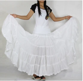White Skirt Длинные юбки, женская мода, карамельный цвет, хлопок, Falda, Женская винтажная Повседневная пляжная богемная плиссированная большая маятниковая юбка макси - Цвет: White Skirt