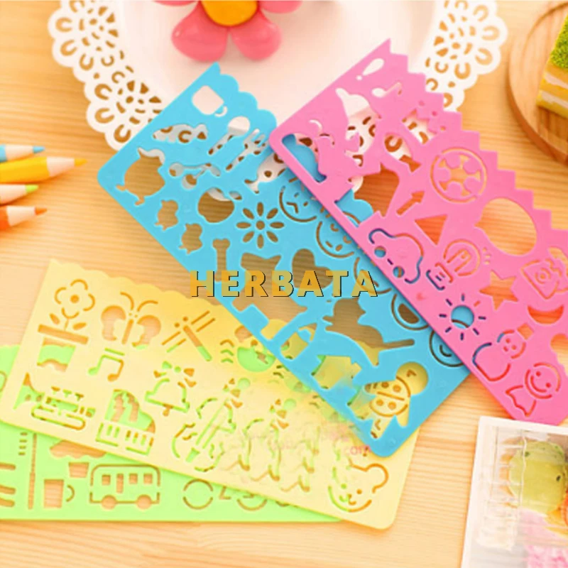 4 шт./лот многофункциональная линейка карамельных цветов геометрический шаблон