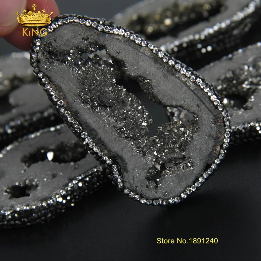 5 шт горный хрусталь кристалл проложенный Druzy Кулон Титан серебро Drusy фрагмент