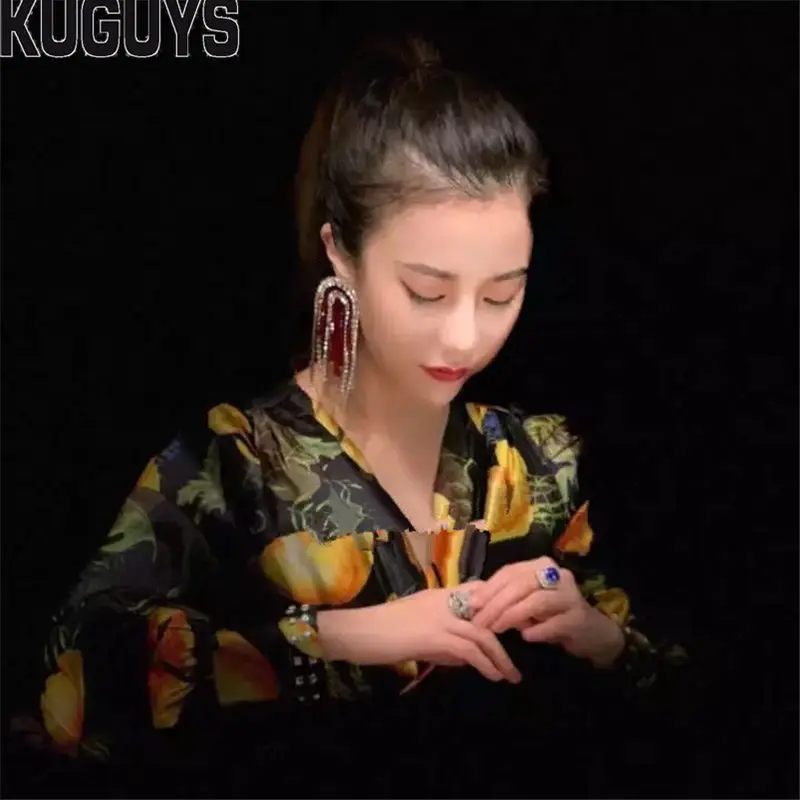 KUGUYS модные ювелирные изделия Модные Цветные кристаллы кисточкой серьги для женщин круглая капля серьга Brincos свадебные аксессуары