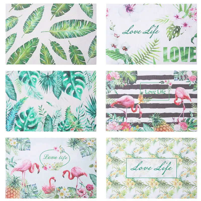 DoreenBeads 1 PC 45*30 cm PVC Placemat Rectangle Flower Flamingo Bird Printed Anti-hot Bowl Plate Pad Table Coaster Decorations | Дом и сад