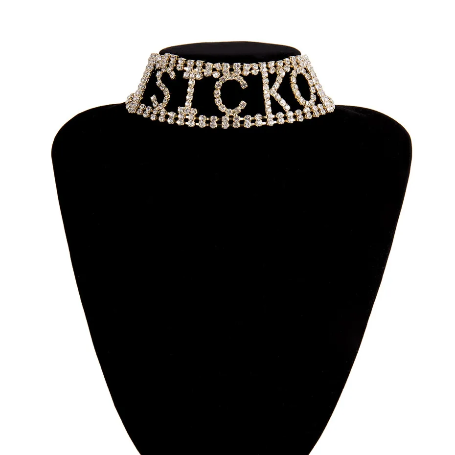 SICKO Golden Ingemark Модные Крылья Ангела характер стразы колье Цепочки и ожерелья для Для женщин Роскошные Макси яркие ювелирные изделия, ювелирные изделия, цепочек на шею в подарок - Окраска металла: SICKO Golden