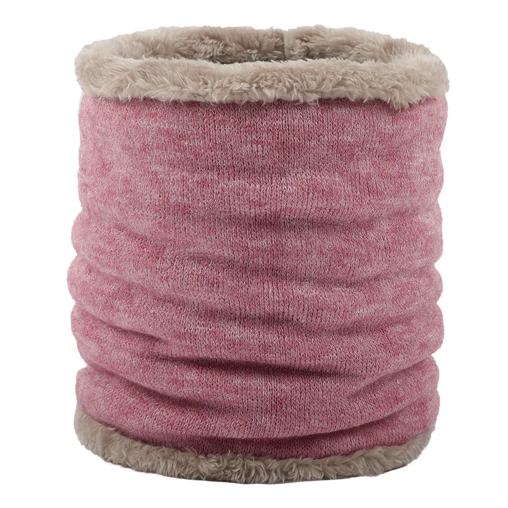 Однотонные вязаные шарфы бесконечности с бархатом внутри женский зимний