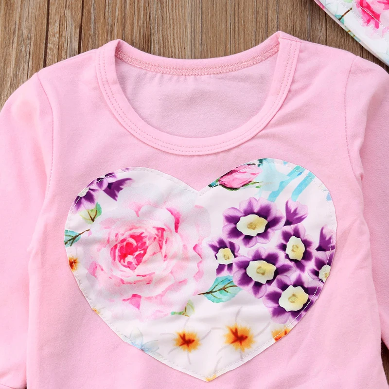 Комплект одежды FOCUSNORM для новорожденных девочек топы футболка штаны с цветочным