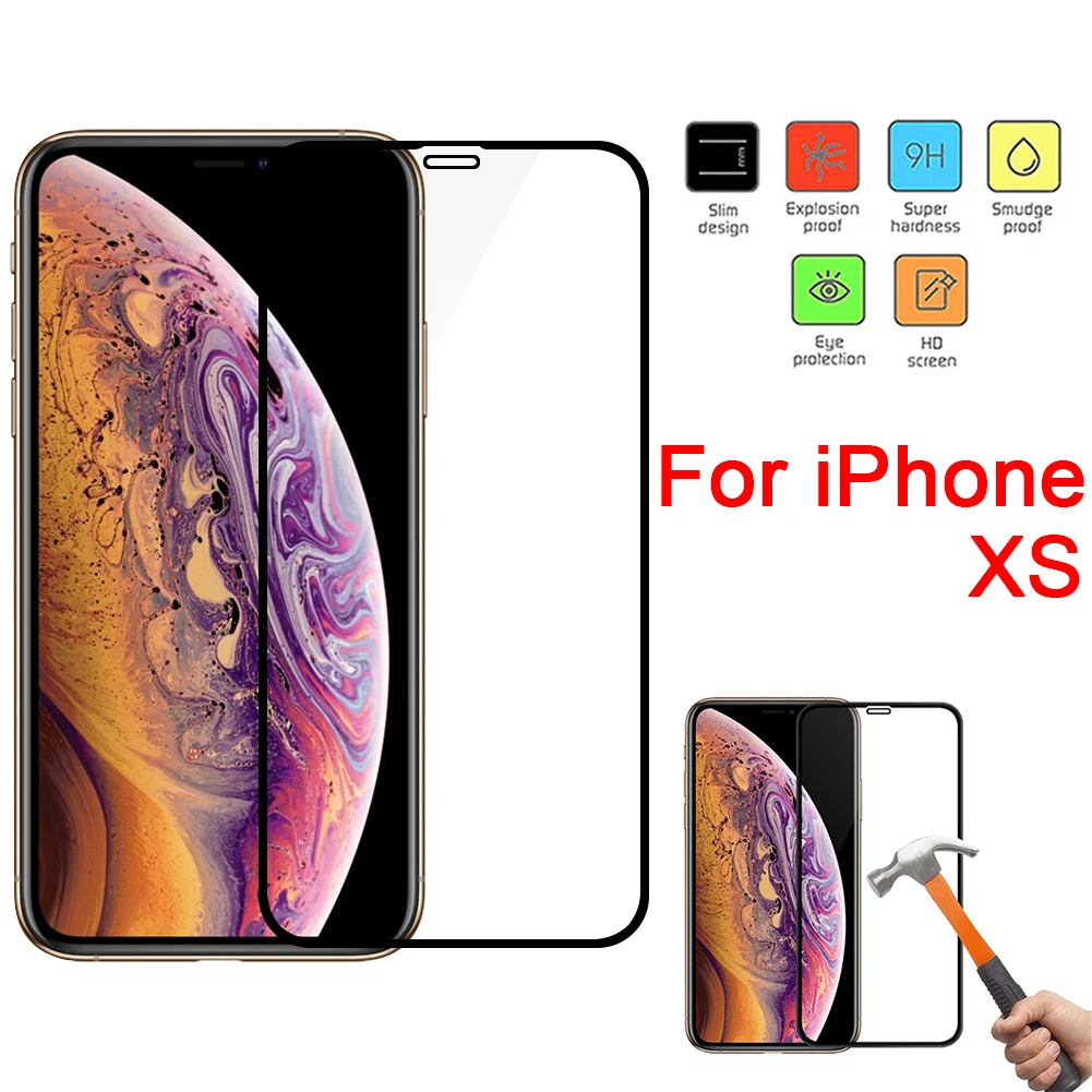 Защитное стекло для экрана протектор для iPhone X закаленное стекло для iPhone 7 10 XS xs MAX XR 7 8 Plus полное покрытие пленка 9H протектор