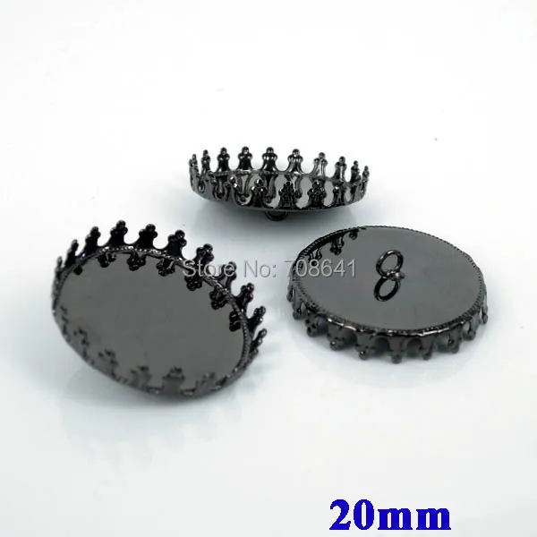 20 мм новинка Металлическая черная оправа пустая основа кабошоны стиль круглая