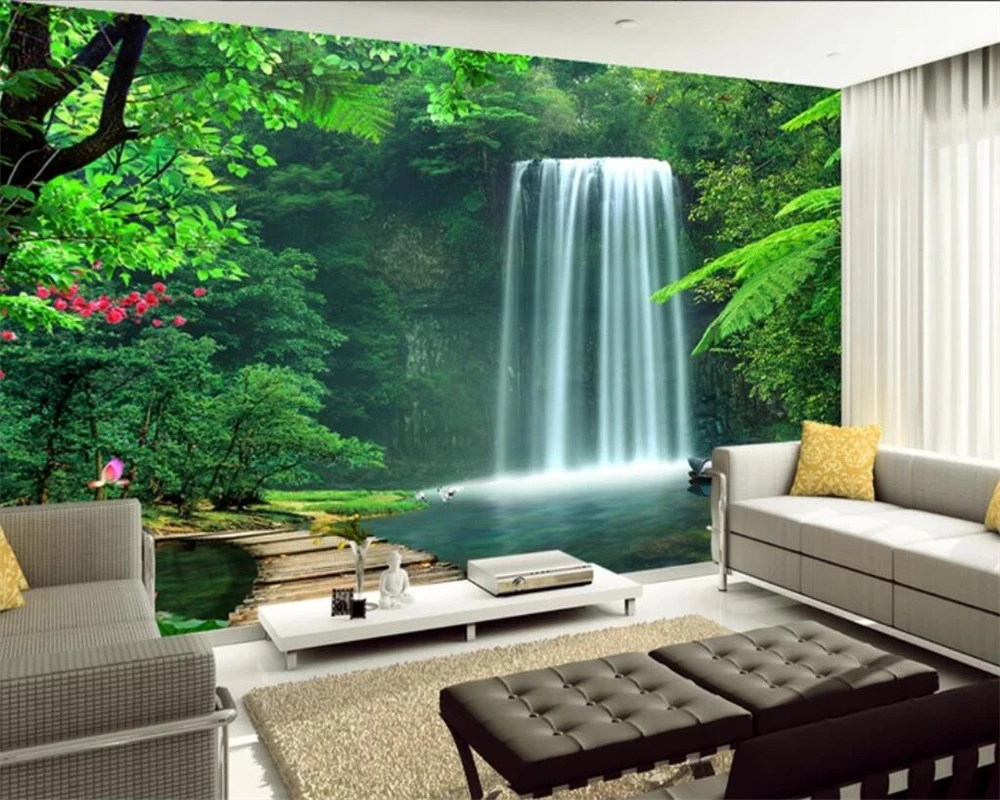 

beibehang Custom photo wallpaper 3D stereo HD landscape scenery waterfall background wall living room bedroom wallpaper mural