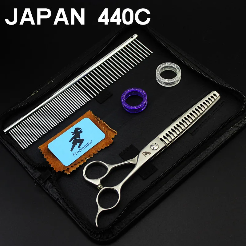 JAPAN 440C 1 Профессиональные ножницы для собак Уход за животными 7,0 дюймов истончающие ножницы Полировальный Инструмент для Стрижки животных поставщики инструментов высокого качества - Цвет: JAPAN 440C 1