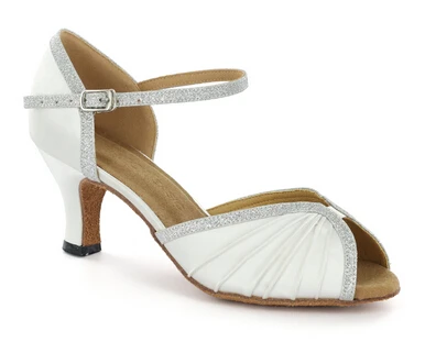 

Оптовая продажа, женские белые атласные туфли для бальных танцев, латиноамериканской самбы, сальсы, Ceroc, танго, танго, все размеры