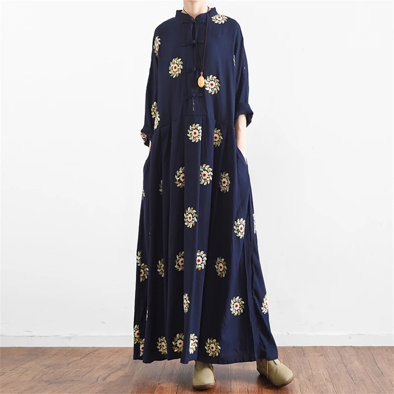 Новые японские платья Mori для девочек Цветочная вышивка платье с длинными