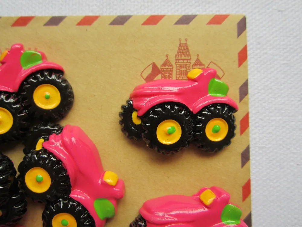 Рена! Полимерный трактор горячего розового цвета для украшения банта волос