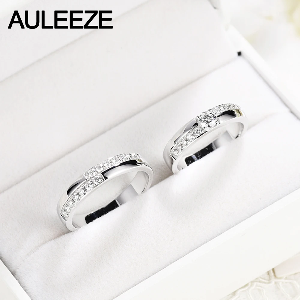 AULEEZE 0 67 cttw обручальное кольцо с настоящим бриллиантом однотонное 18K белое золото