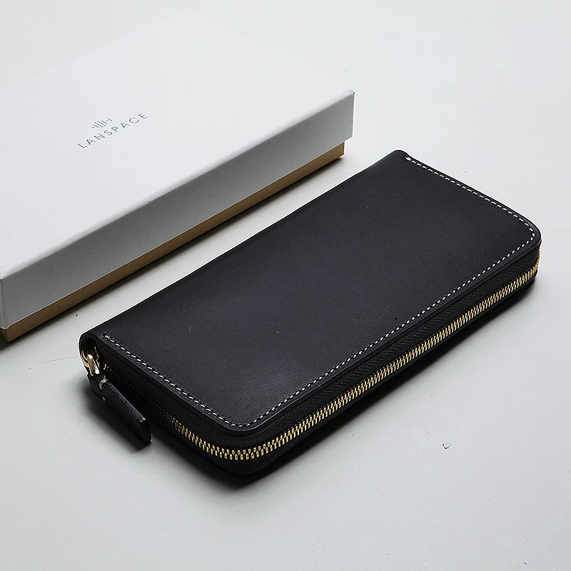 Мужской кожаный кошелек LANSPACE брендовый тонкий модный дизайнерский Кошелек для