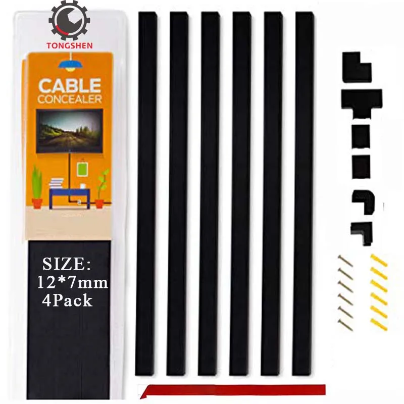 Купи 20x10mm Black One-Cord Channel Cable Concealer Mini Wire Cover Cable Cable Raceway Kit for Hiding a Single Ethernet Cable Wires за 882 рублей в магазине AliExpress