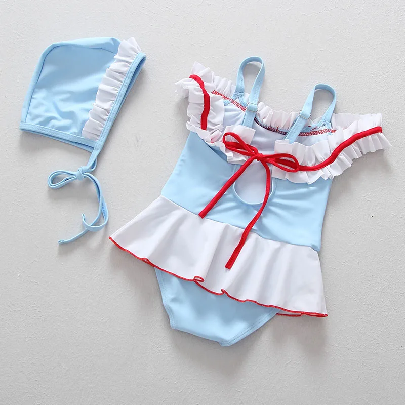 Летний Цельный купальник для маленьких девочек с оборками сексуальный милый