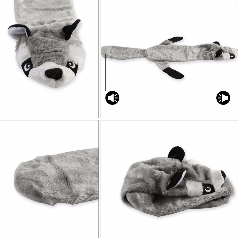 2 шт./компл. игрушки для собак жевания енота леопарда плюшевые животных звуковые