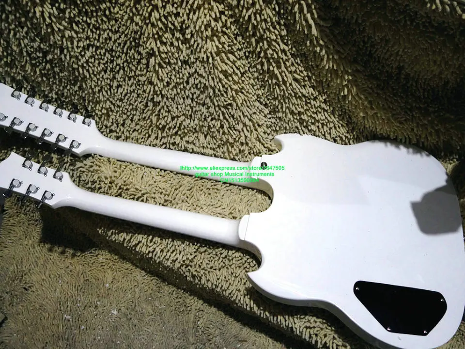 Белая Двойная Шея гитара Custom Shop двойная Шея электрогитара Новое поступление Гитара s
