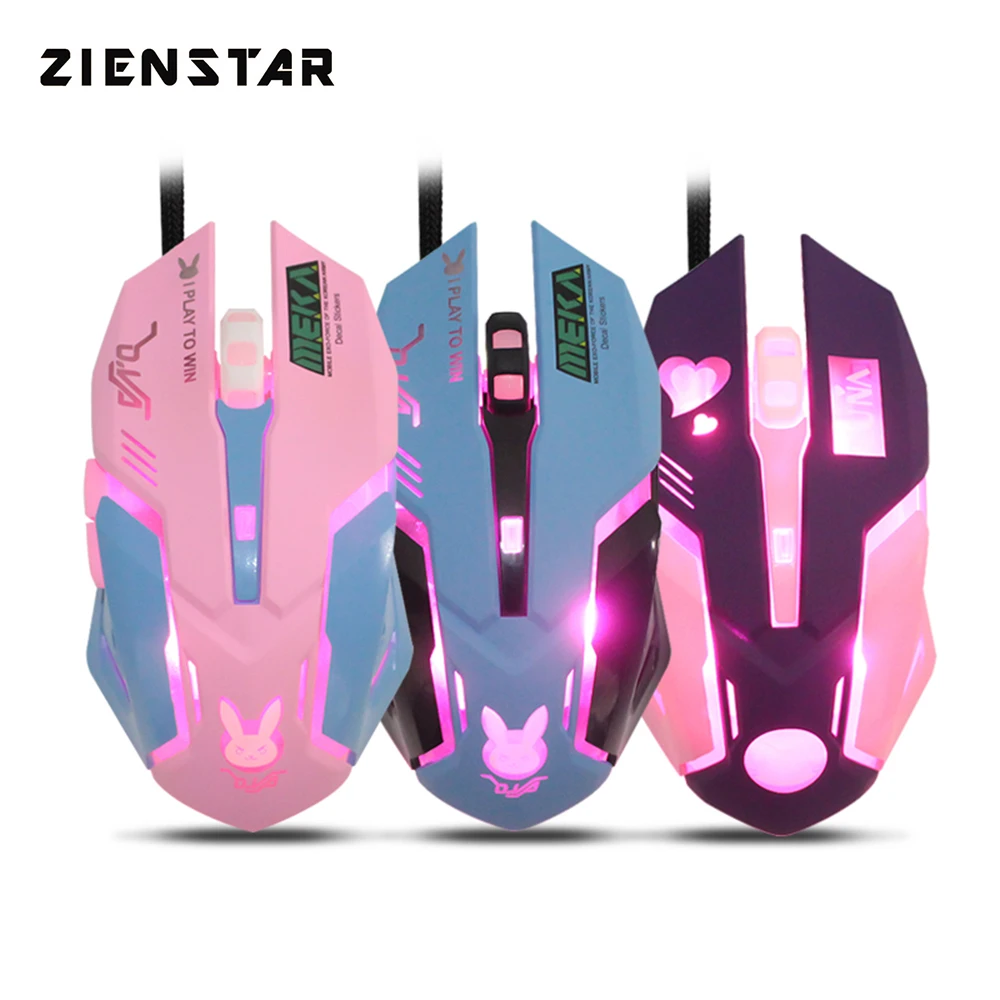 Zienstar проводная USB мышь с 7 видов цветов подсветкой, 3200 dpi, желтый розовый фиолетовый синий цвета для Macbook, компьютера, ПК, ноутбука