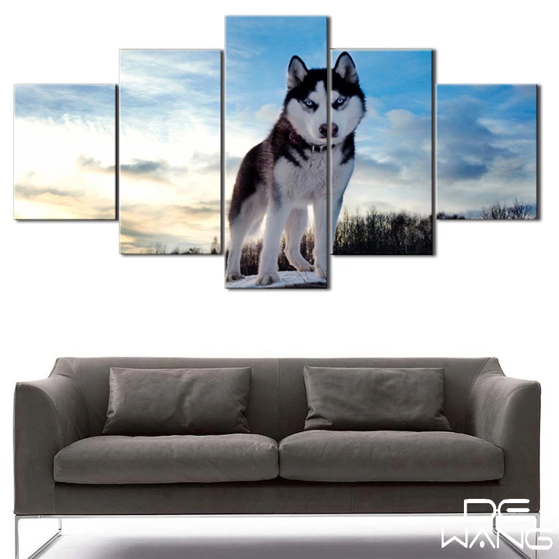 5 шт. Холст животных печати масляной живописи плакат животного современные