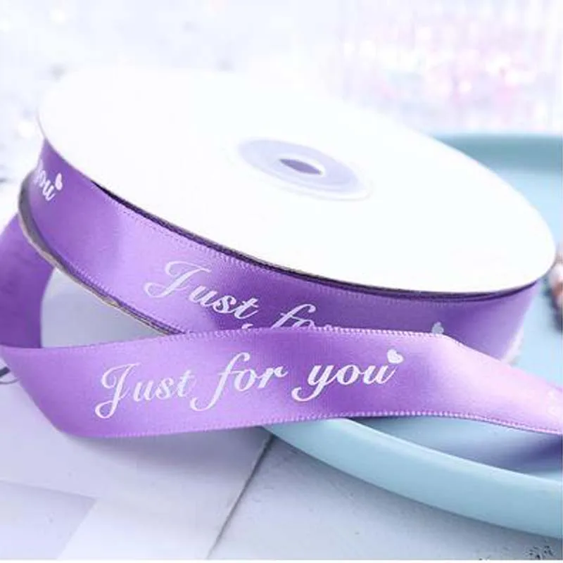 

25MM Violet Just For You Printed Polyester Ribbon for Wedding Christmas Party Decorations Bow Craft Ribbons Gifts Wrapping