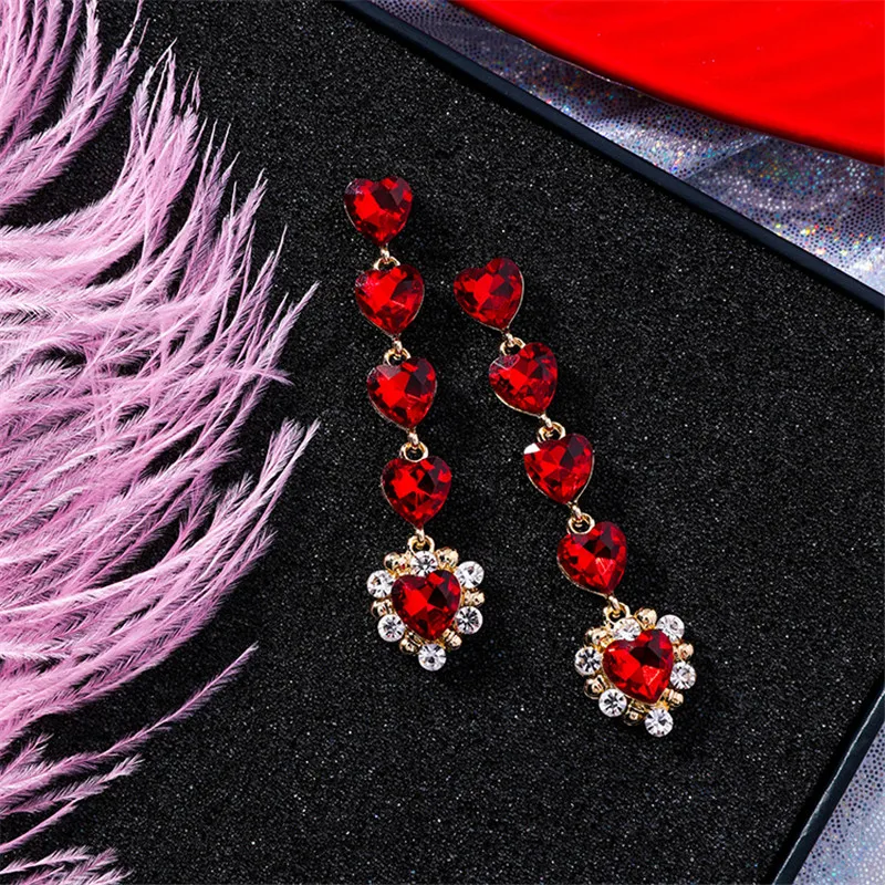 Новое блестящее Хрустальное сердечко любовь Длинные многоцветные полный горный