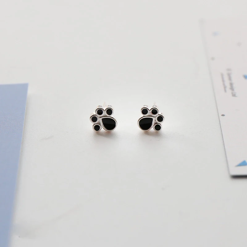 

Silver Color Cute Kitten Paw Stud Earrings For Women Casual Style Girl Earings