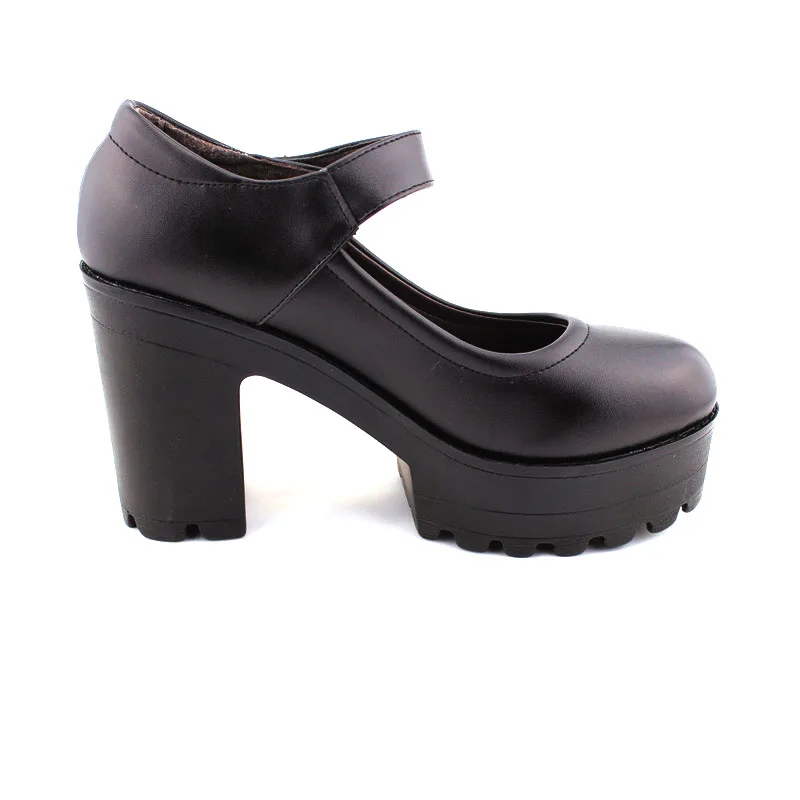 Женские прочные кожаные туфли из микрофибры на платформе и высоком каблуке|ladies