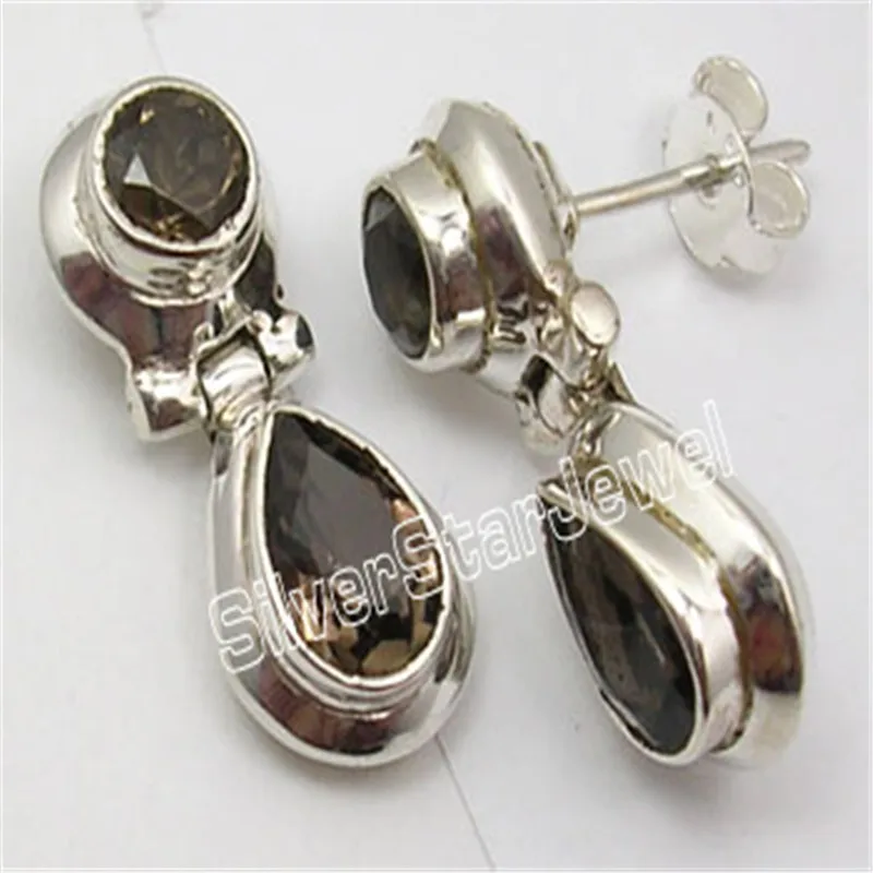 Элегантные серьги гвоздики с натуральным гранатом и лимонными камнями 2 1