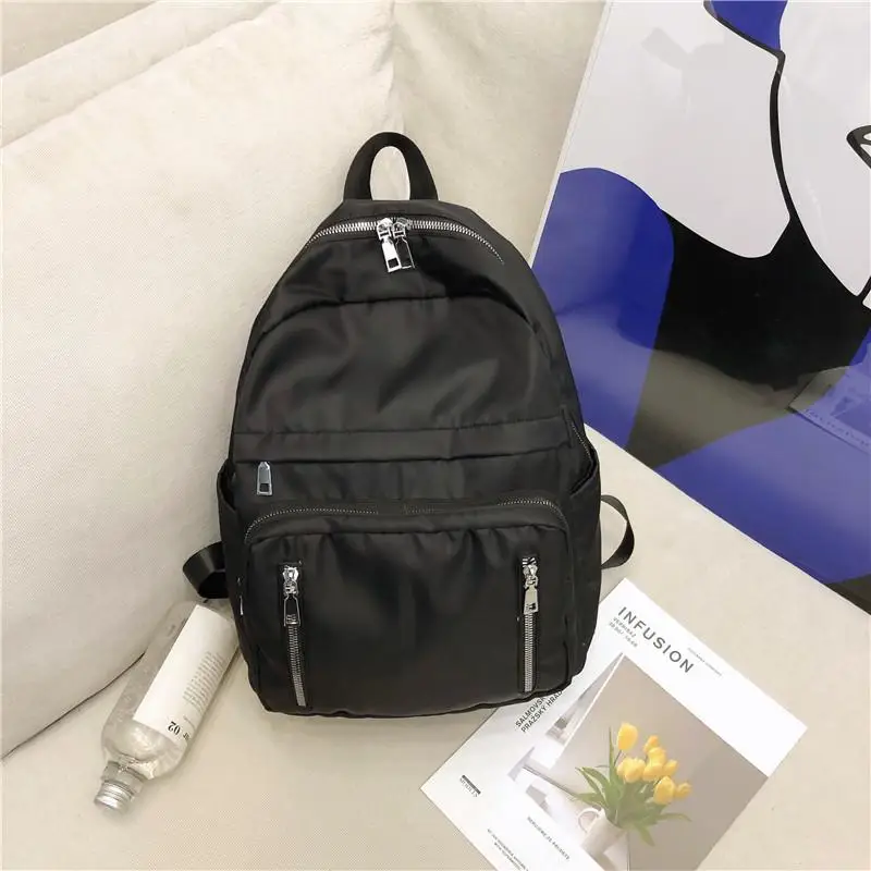 black bagpack Модный женский рюкзак, водонепроницаемый студенческий рюкзак, Большая вместительная сумка через плечо, женский рюкзак с несколькими карманами - Цвет: black bagpack