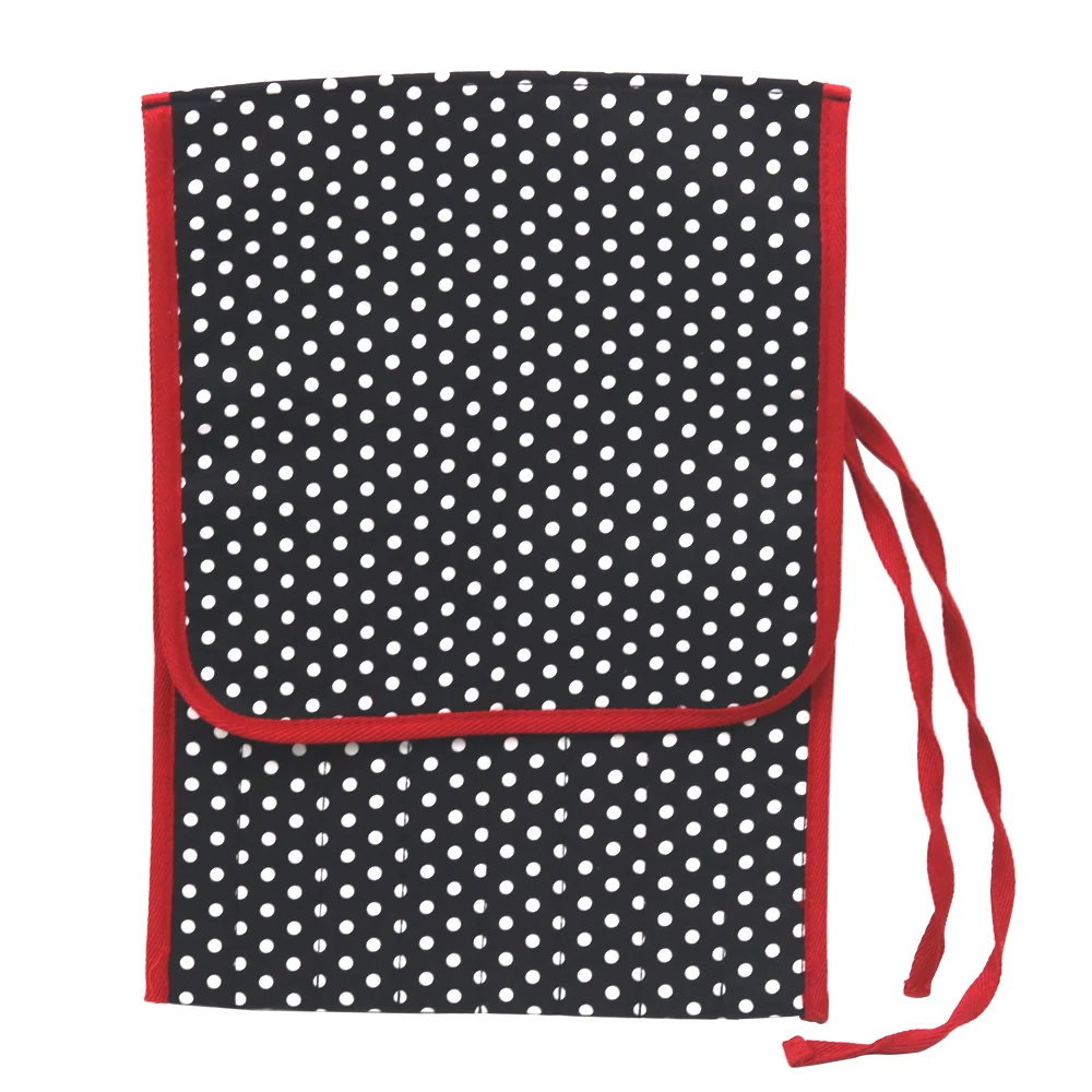 8 сетчатых черных тканевых вязальных спиц в горошек сумка для хранения большие