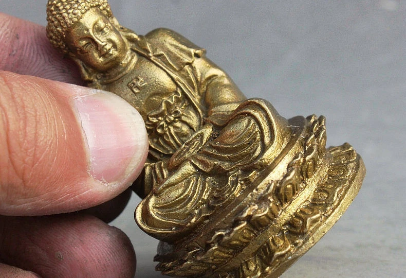 Free shipping Tibet Buddhism Brass Seat Lotus Sakyamuni Shakyamuni Buddha Statue Figurine | Statues &amp Sculptures