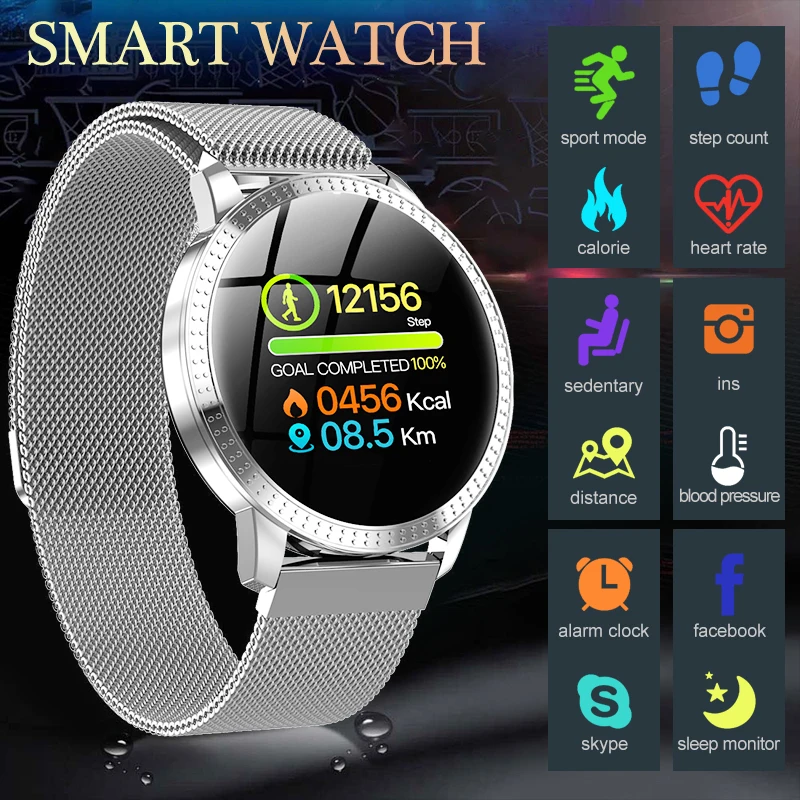 Модные Смарт часы для женщин и мужчин браслет измерения артериального давления