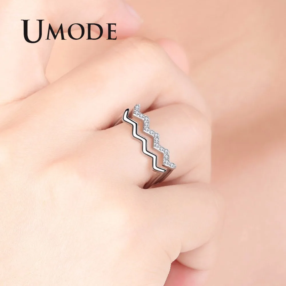 Обручальные И Вечерние кольца UMODE регулируемые открытые белого золота с