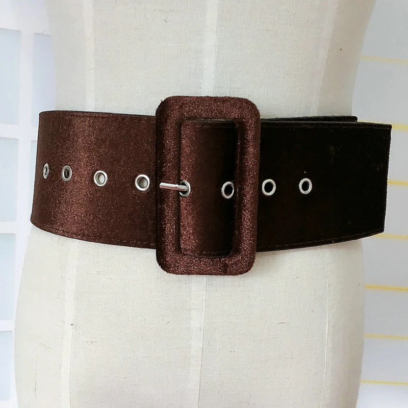

New brnad design Women belts velvet Waistband Canvas Woven Leather Pin Buckle wide Waist Belt accessories