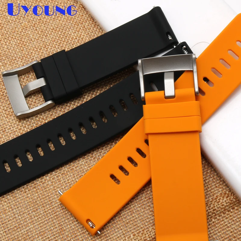 Резиновый силиконовый ремешок для часов спортивный браслет умный 24 мм