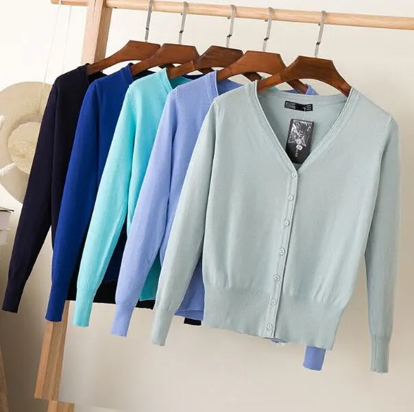 Spring Cardigan Women Korean V Neck Knitted Feminino Ladies Long Sleeve Loose Buttons Thin Coat Plus Size |