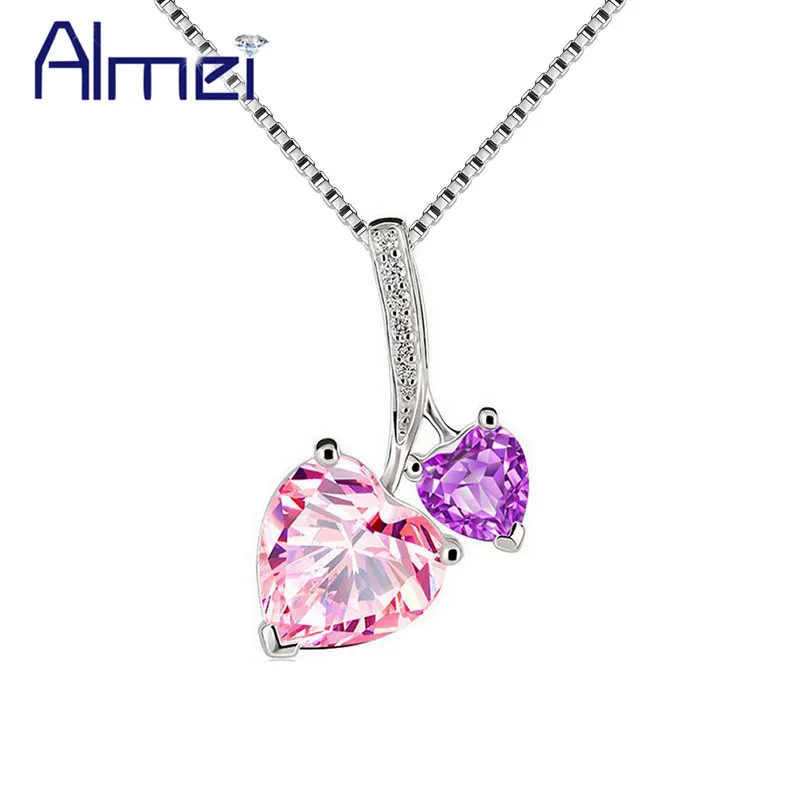 Ожерелье Almei из стерлингового серебра 40% пробы с сердцем и вишней для женщин
