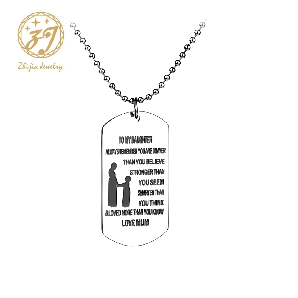 Zhijia jewelry Hand Stamped Dog Tag-You Are Braver Than You Believe-Pendant Necklace Inspirational Gifts For Son Daughter | Украшения и