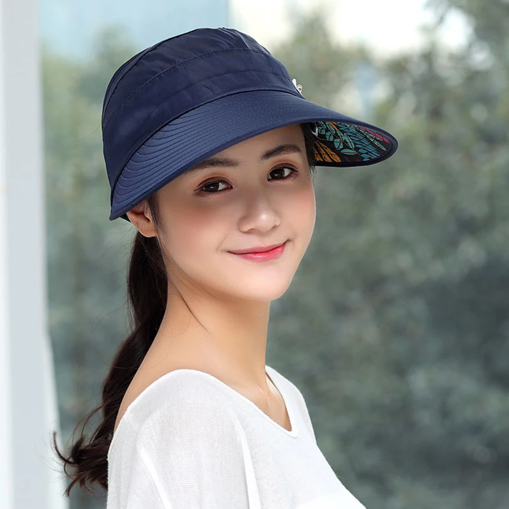 

Women Summer Korean Sun Hat Sunscreen Cycling Travel UV-Anti Female Beach Folding Youth Hats Outdoors Cap Dome Flat Top Cotton