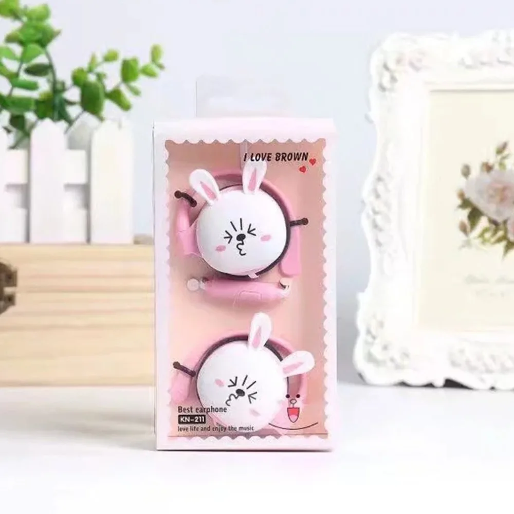 Наушники с изображением милого медведя кролика утки микрофоном 3 5 мм стерео
