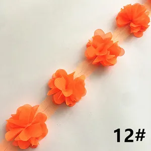 2 ярда 33 цвета 3D шифоновые цветы DIY 6 см ширина кружевная отделка 24 Цветочная кружевная лента украшения одежды аксессуары XF03 - Цвет: 12