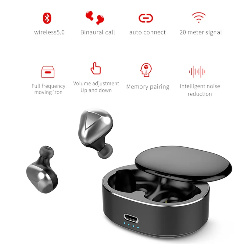 TWS 5.0 Waterproof Bluetooth Earbuds Wireless Headset Noise Reduction Earphones HSJ-19 | Электроника